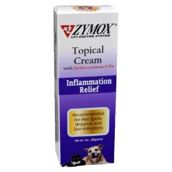 Zymox Topical Cream 0.5% Hydrocortisone Tube for Dogs & Cats 1-oz