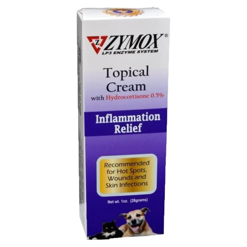 Zymox Topical Cream 0.5% Hydrocortisone Tube for Dogs & Cats 1-oz