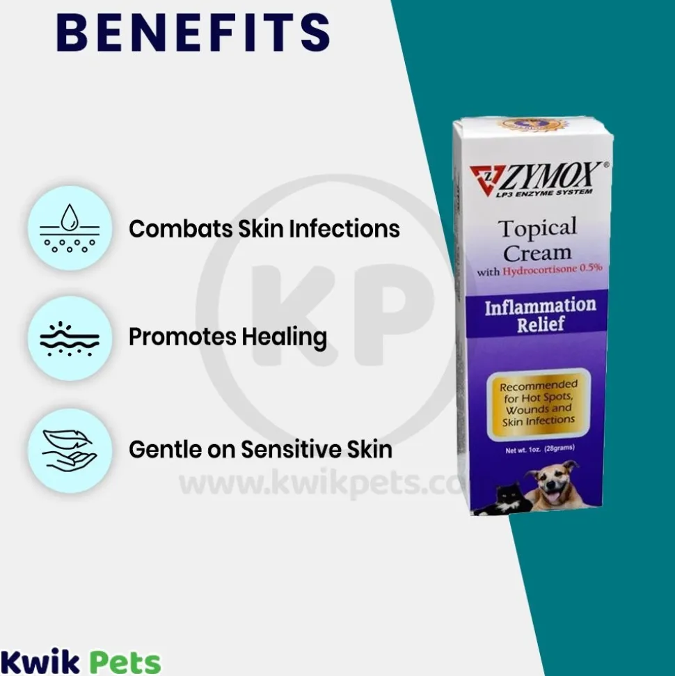 Zymox Topical Cream 0.5% Hydrocortisone Tube for Dogs & Cats 1-oz
