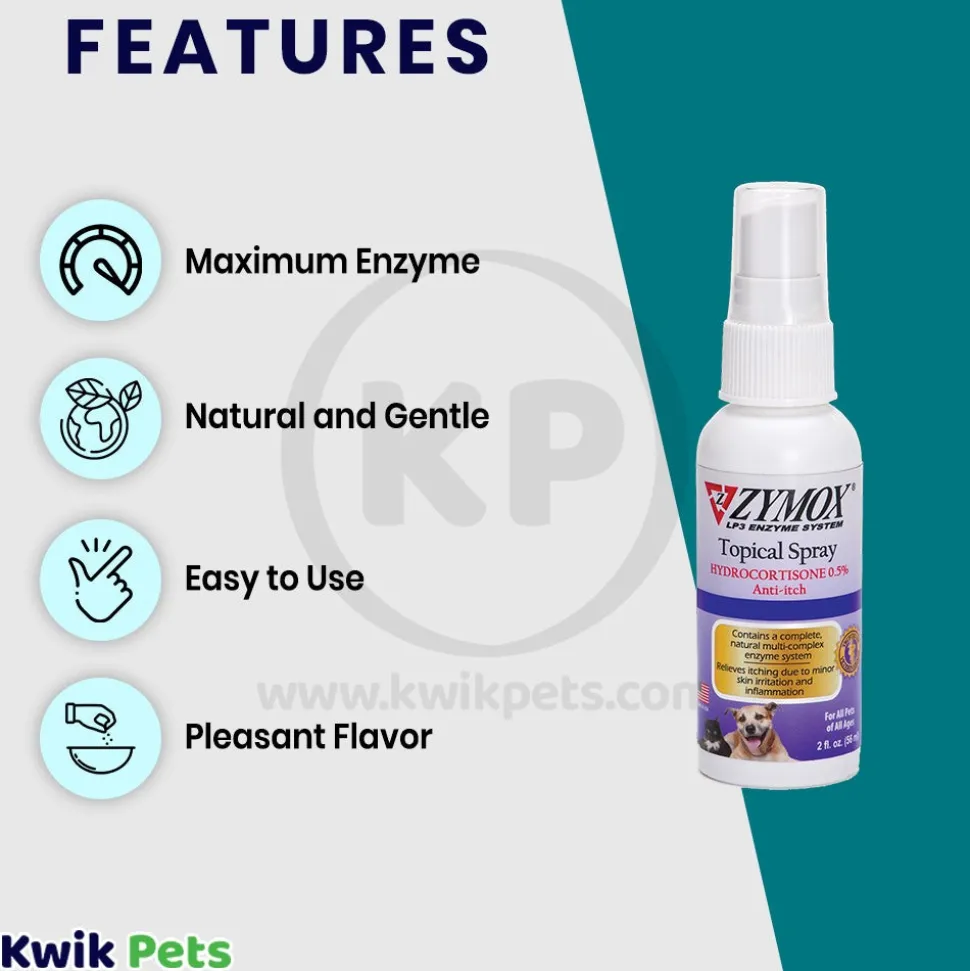 Zymox Topical Spray with 0.5% Hydrocortisone for Dogs & Cats 2-oz